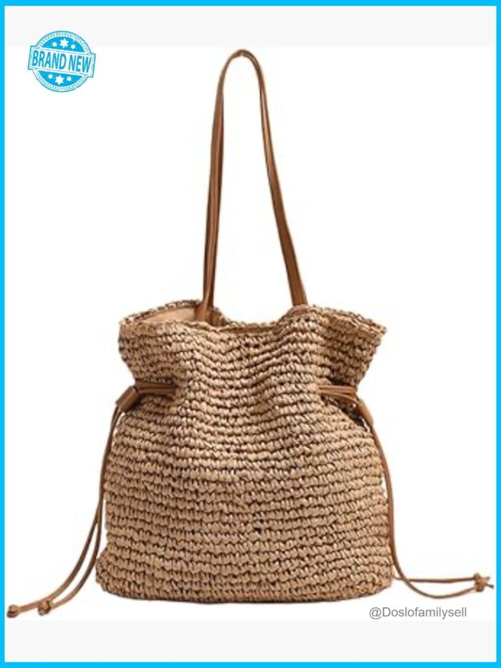 Woven Straw Beach Tote Bag Boho Crochet Summer Shoulder Bag Large Bucket